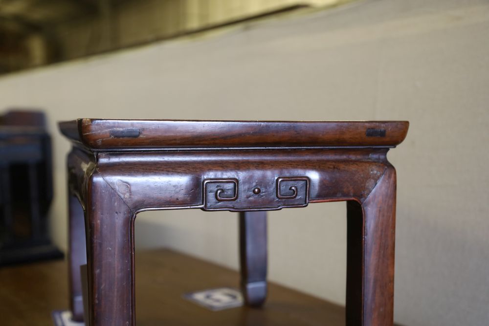 A 19th century Chinese hongmu table, W.41cm, D.31cm, H.28cm